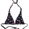 Top triangular alegre de bikini Flamencos y hojas