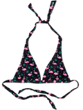 Top triangular alegre de bikini Flamencos y hojas