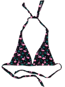 Top triangular alegre de bikini Flamencos y hojas