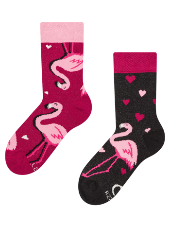 Calcetines infantiles alegres Corazones y flamencos