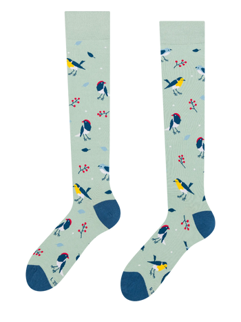 Calcetines hasta la rodilla alegres Pájaros cantarines