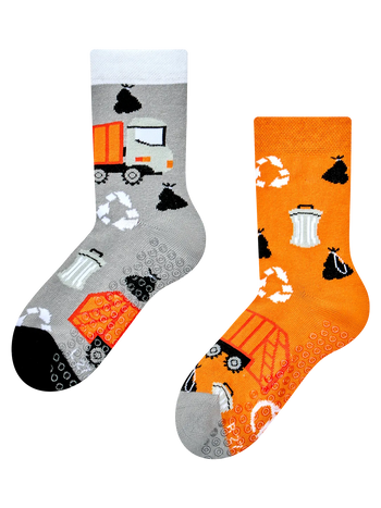 Calcetines antideslizantes para niños Camión de la basura