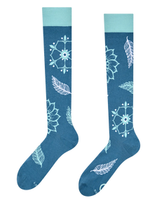 Calcetines hasta la rodilla alegres Mandala y hojas