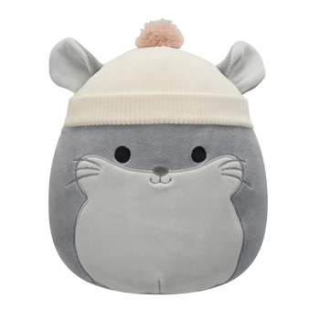 Squishmallows Camilo, La Chinchilla Gris Con Gorro Beige, 20 cm