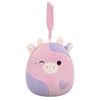 Squishmallows Clip-On Patty la Vaca Rosa y Morada que Guiña el Ojo, 9 cm