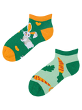 Calcetines tobilleros alegres para niños Conejo y zanahoria