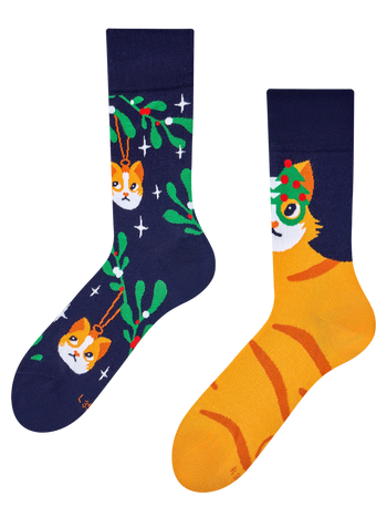 Calcetines alegres Gato navideño