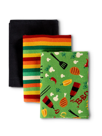 Paños alegres de cocina, 3 uds., Temporada de barbacoas