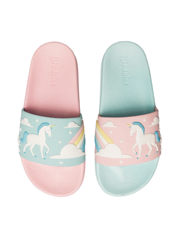 Chanclas infantiles alegres Unicornio y arco iris