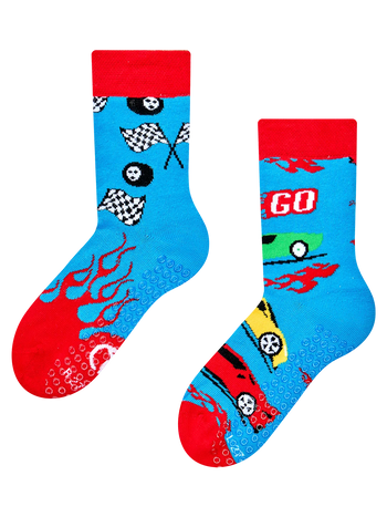 Calcetines antideslizantes para niños Coches rápidos