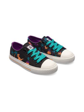 Zapatillas de lona infantiles alegres Dinosaurios y volcanes