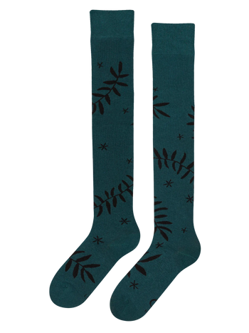 Calcetines alegres por encima de la rodilla Hojas negras